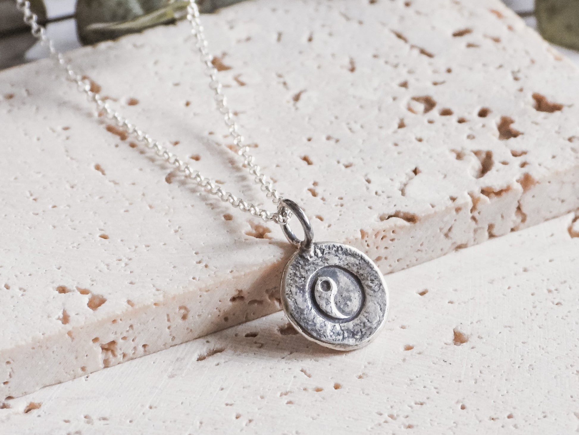 sterling silver yin yang symbolic charm necklace