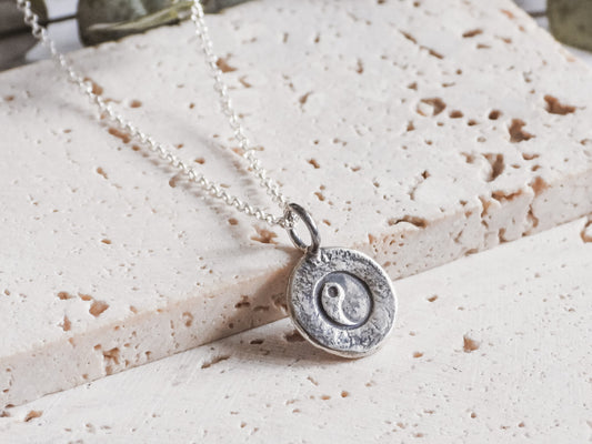 sterling silver yin yang symbolic charm necklace