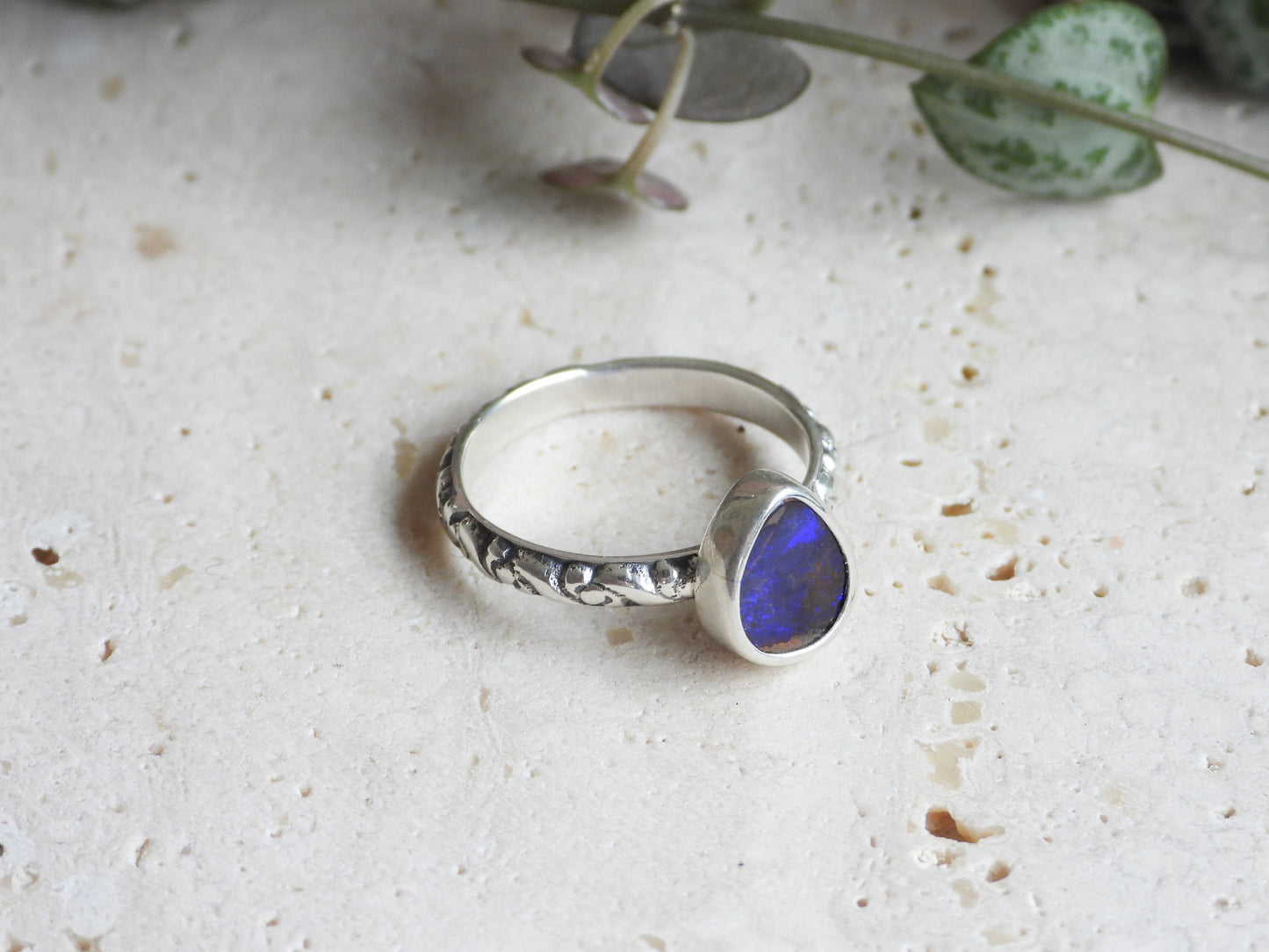 Australian Boulder Opal Stacking Ring | Size P/Q