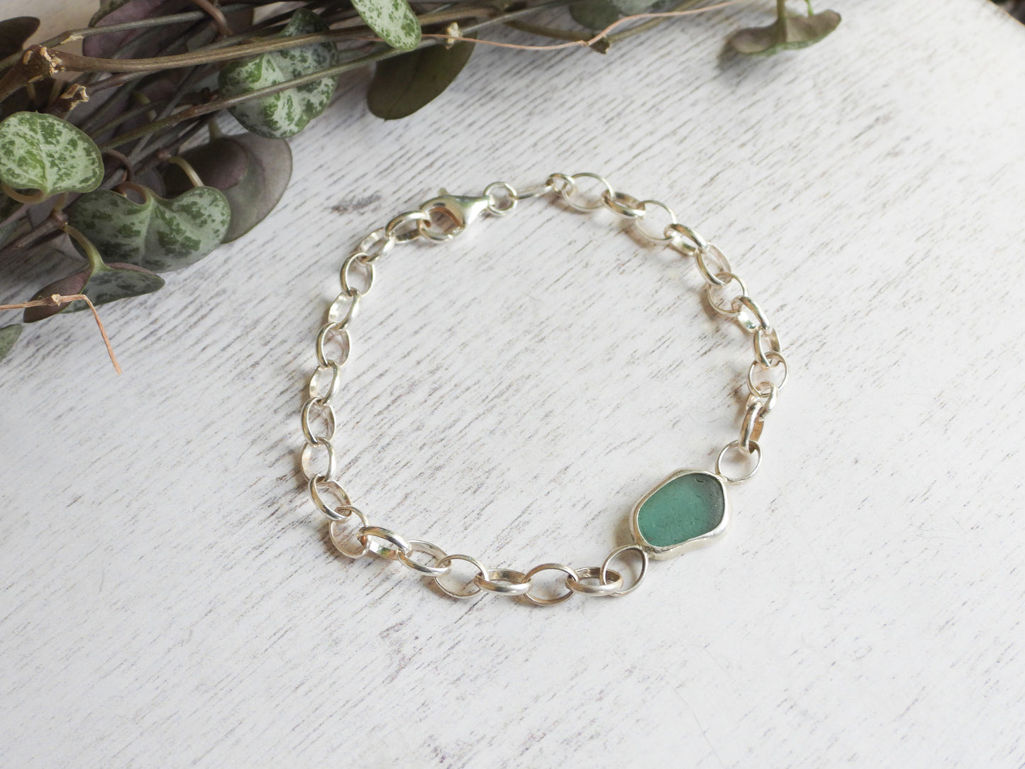 Teal Cornish Seaglass Bracelet | Sennen Beach