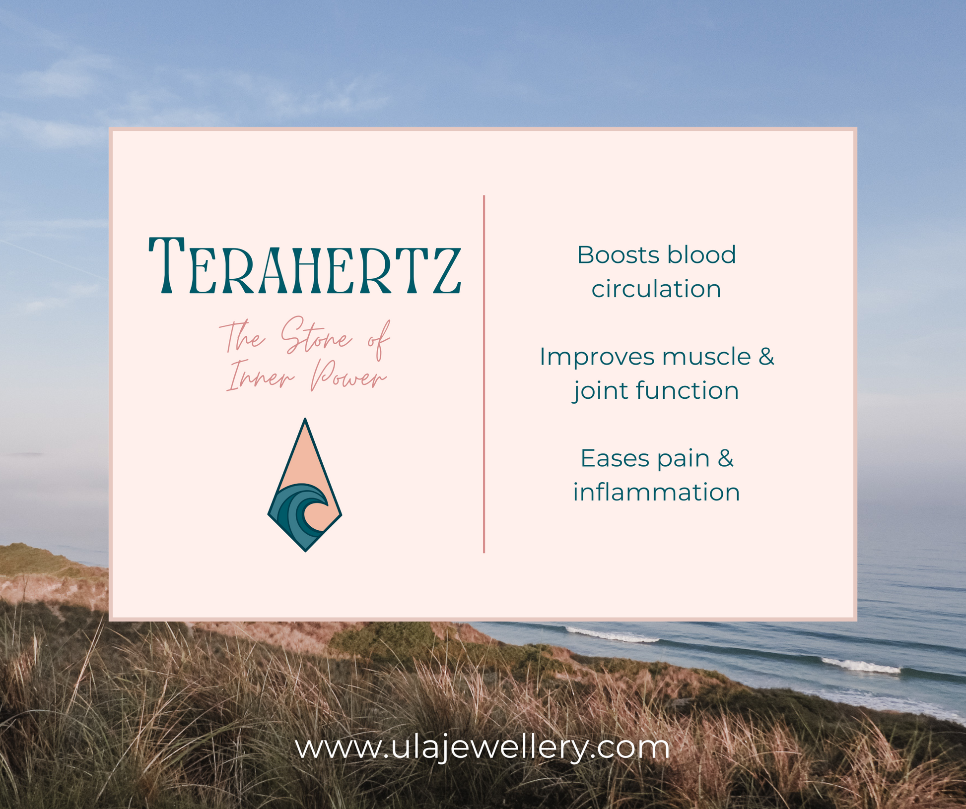 terahertz crystal healing properties infographic by Ula Jewellery 