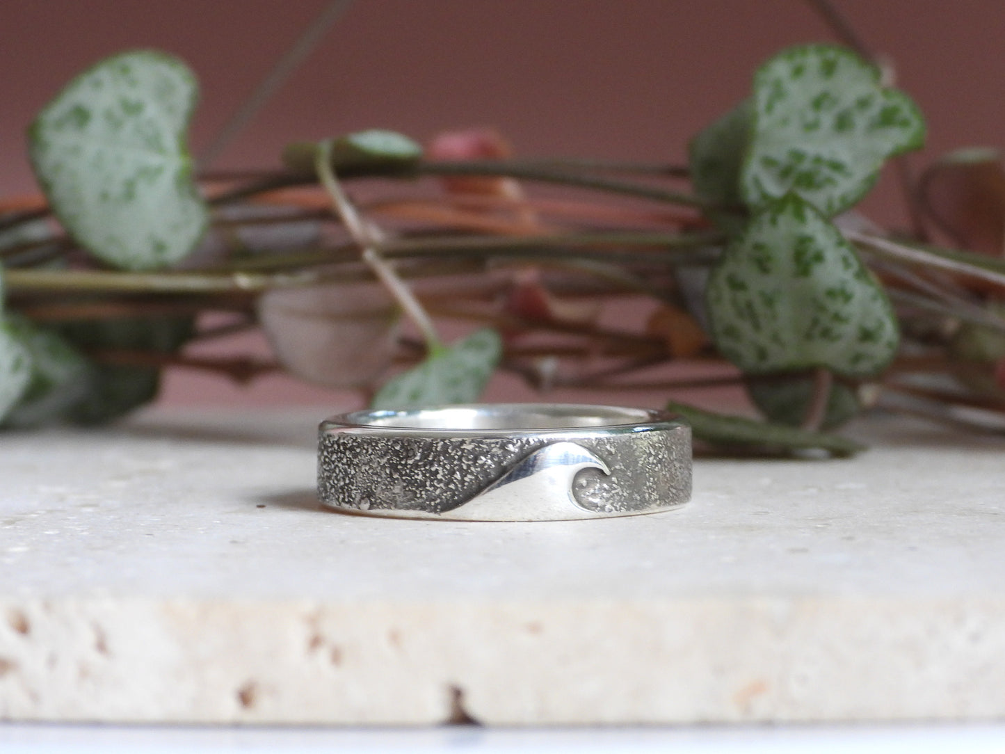 Rustic Wave Ring | Recycled Sterling Silver | Personalised Engraving Option