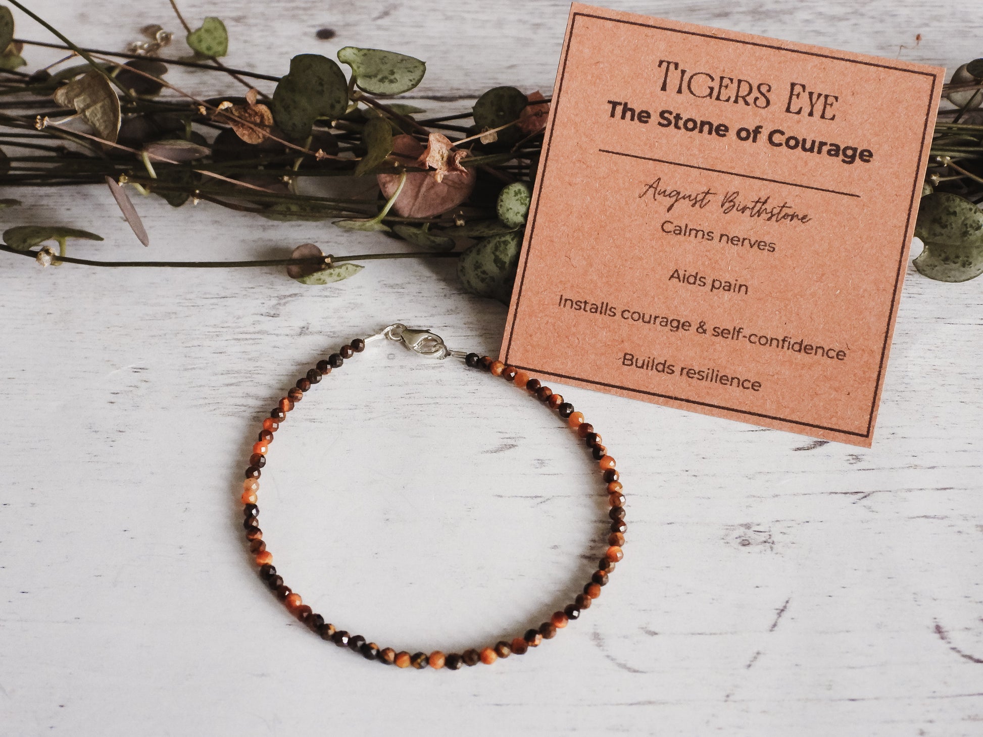 tigers eye crystal healing August Birthstone stacking bracelet
