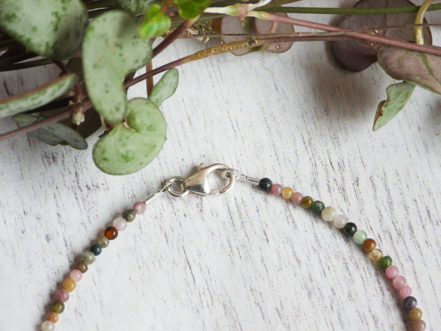 Dainty Tourmaline and Pearl Gemstone Bracelet | October Birthstone Birthstone | Round Beads