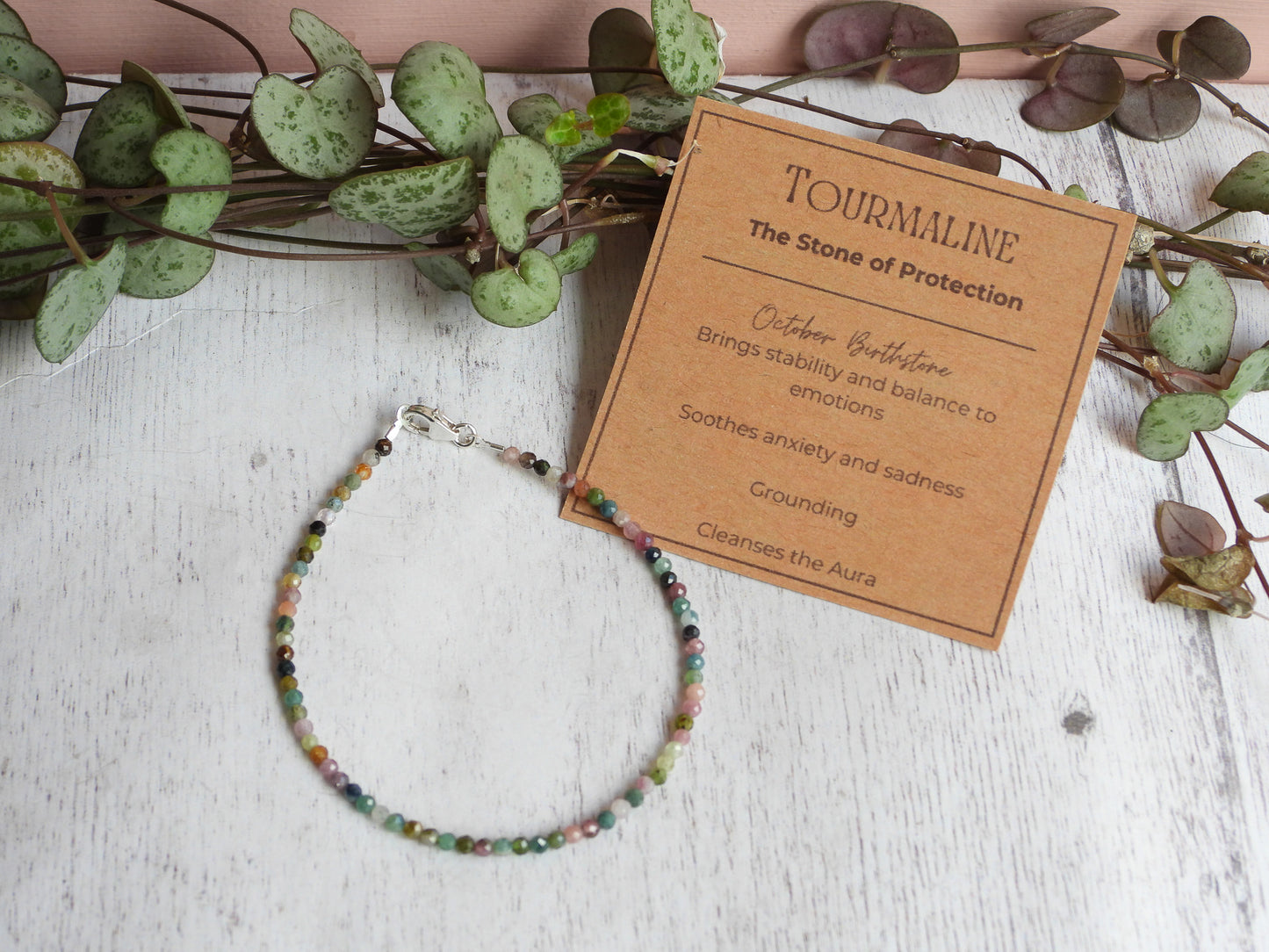 Dainty Rainbow Tourmaline "Forgiveness" Bracelet | October Birthstone | Faceted Beads