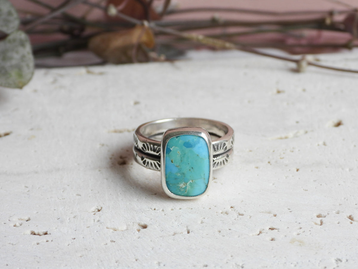 Bohemian Style Turquoise Ring | Size O | Handmade in Cornwall