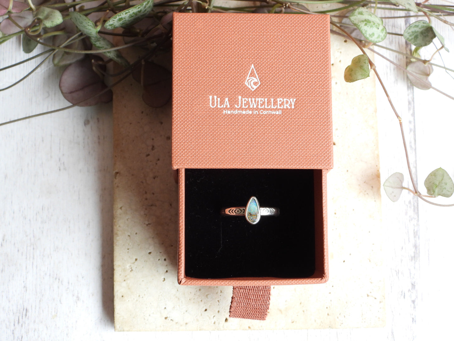 Australian Boulder Opal Ring | Handmade with Recycled Sterling Silver | Size N