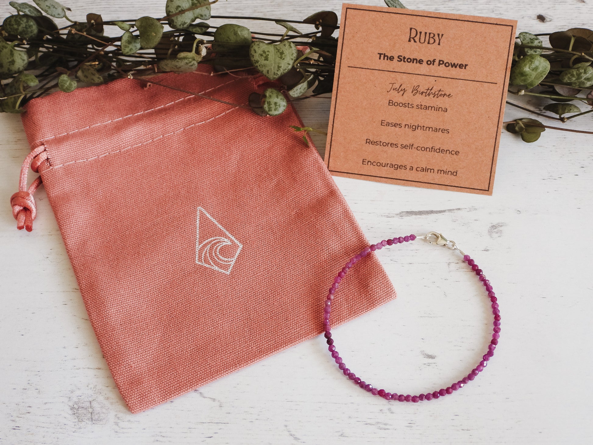 gemstone stackign bracelets by Ula Jewellery - Ruby 