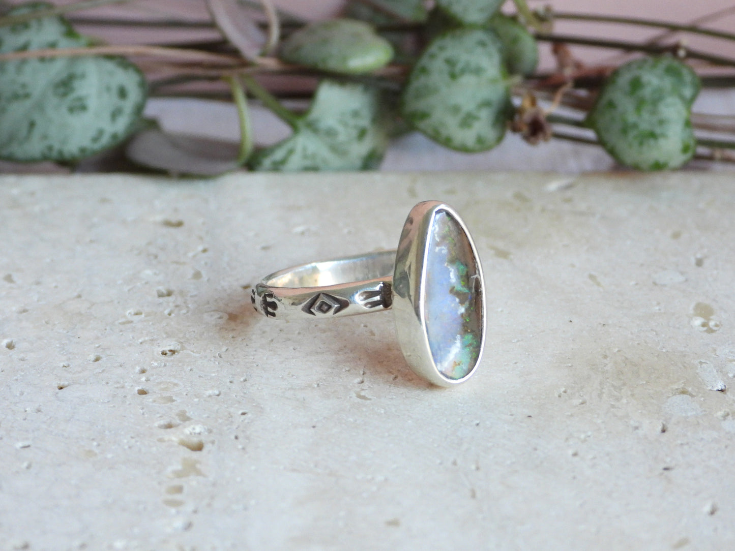 Australian Boulder Opal Stacking Ring | Size O