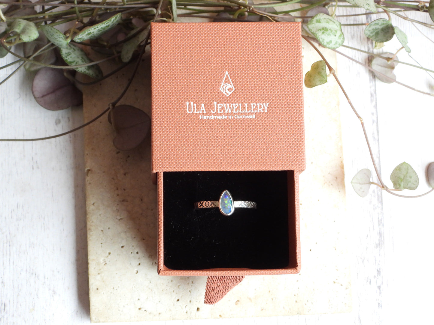 Australian Boulder Opal Ring | Handmade with Recycled Sterling Silver | Size Q