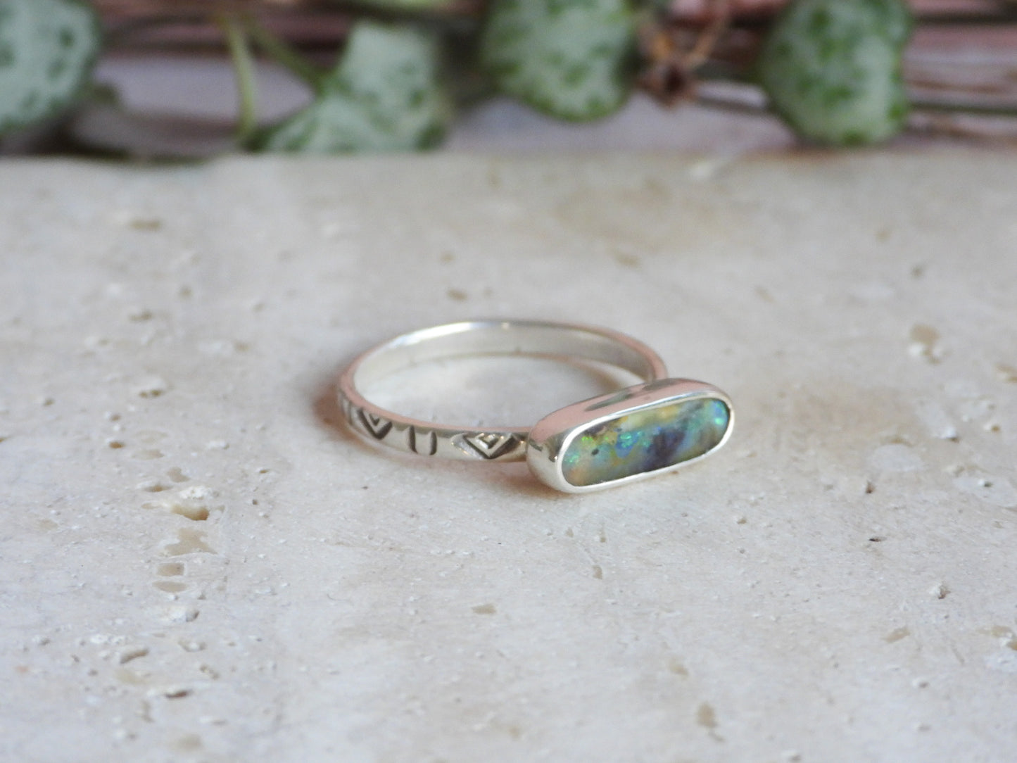 Australian Boulder Opal Stacking Ring | Size P