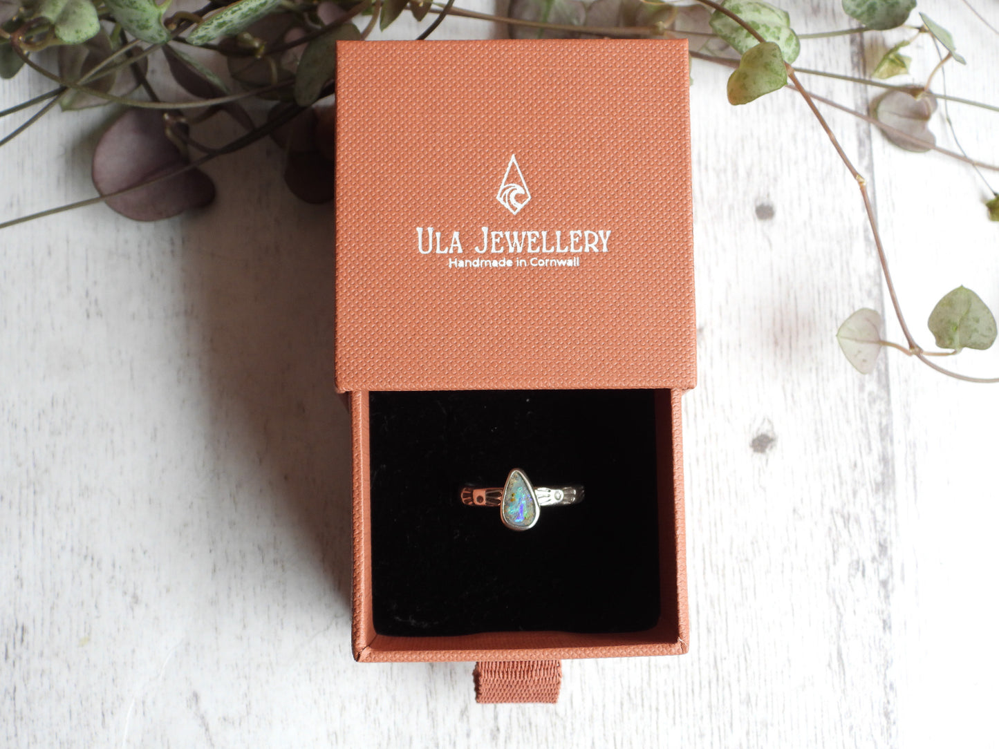 Australian Boulder Opal Ring | Handmade with Recycled Sterling Silver | Size L/M