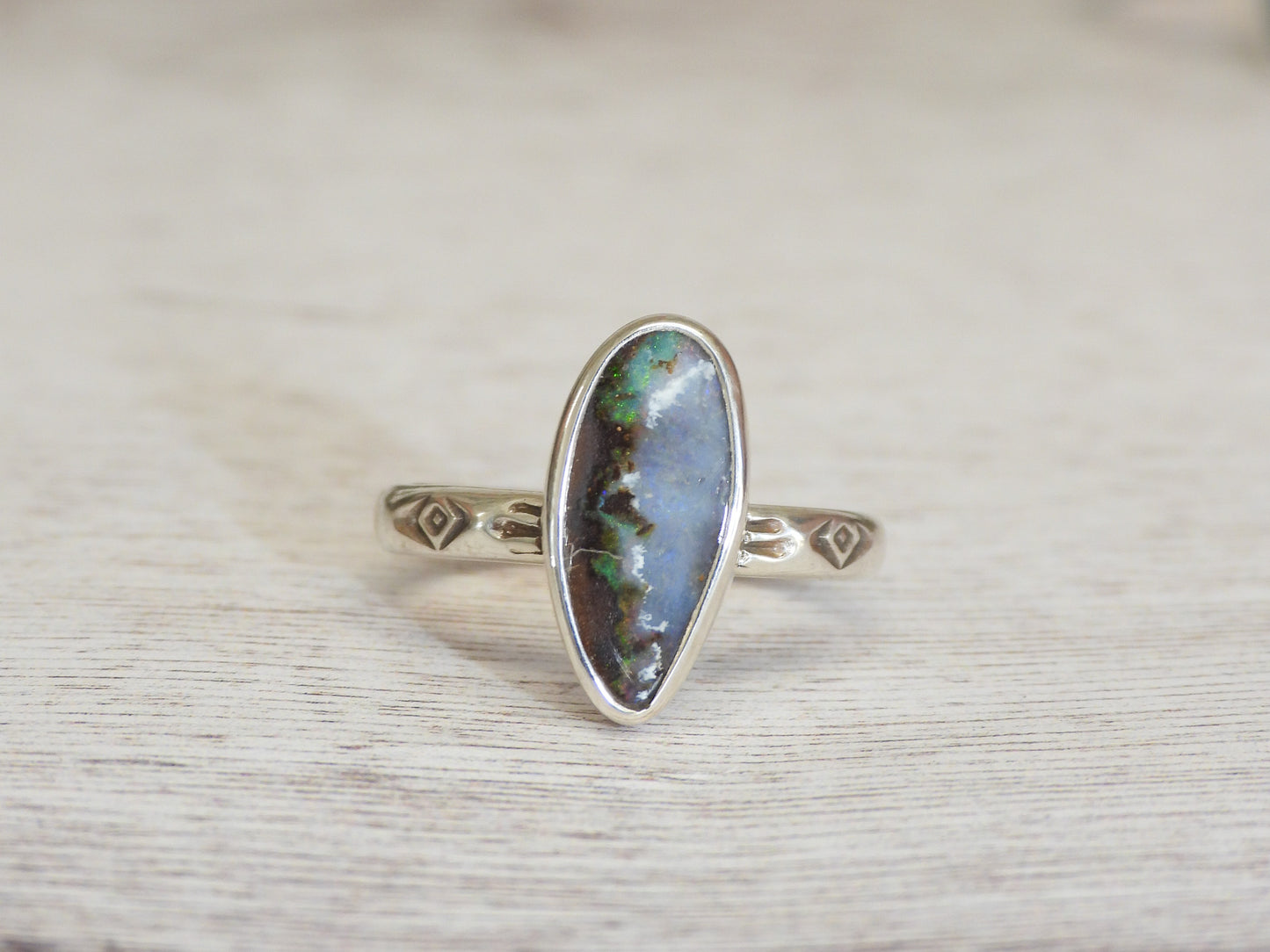 Australian Boulder Opal Stacking Ring | Size O
