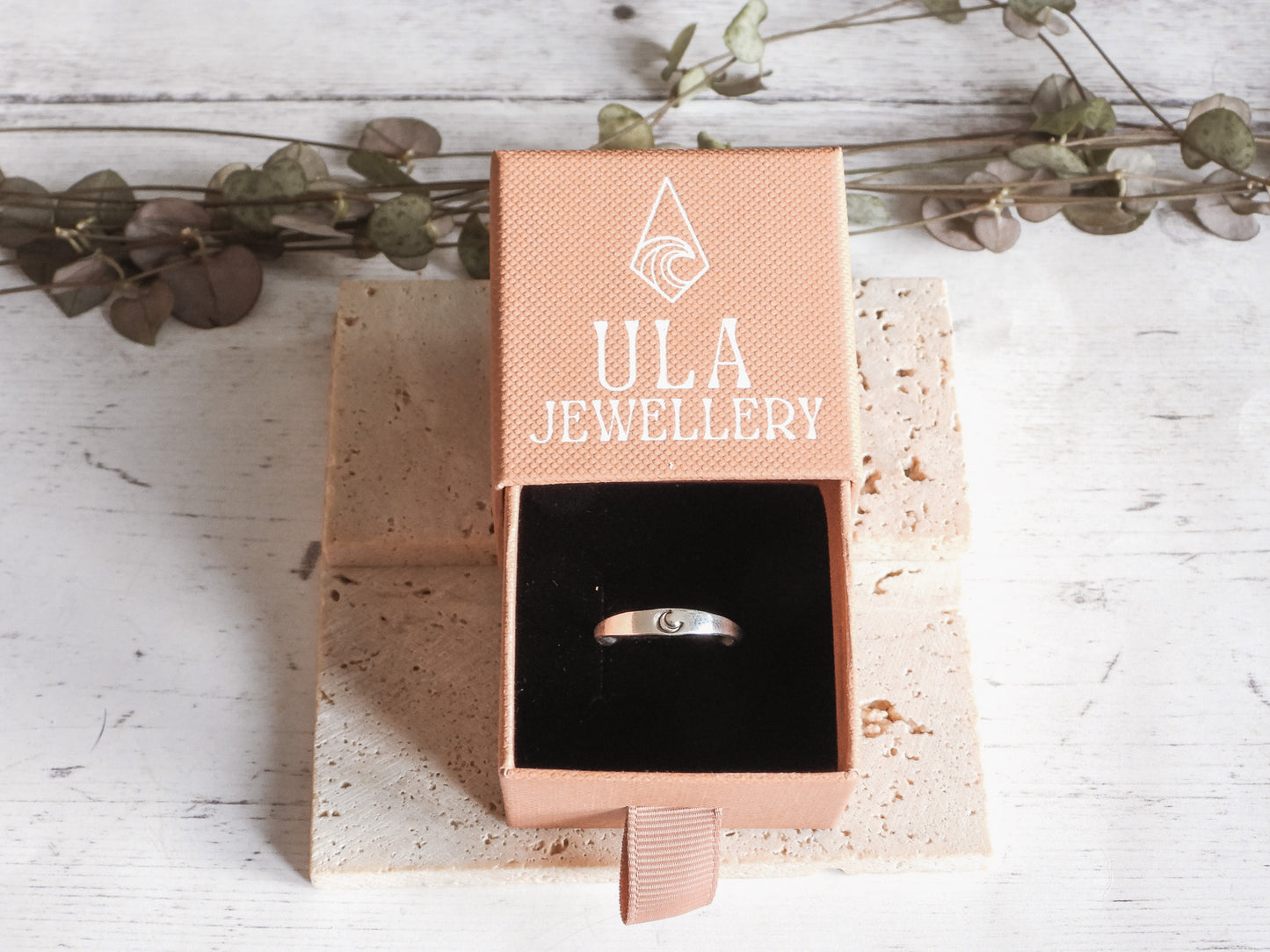 Dainty Crescent Moon Stacking Ring | Recycled Sterling Silver
