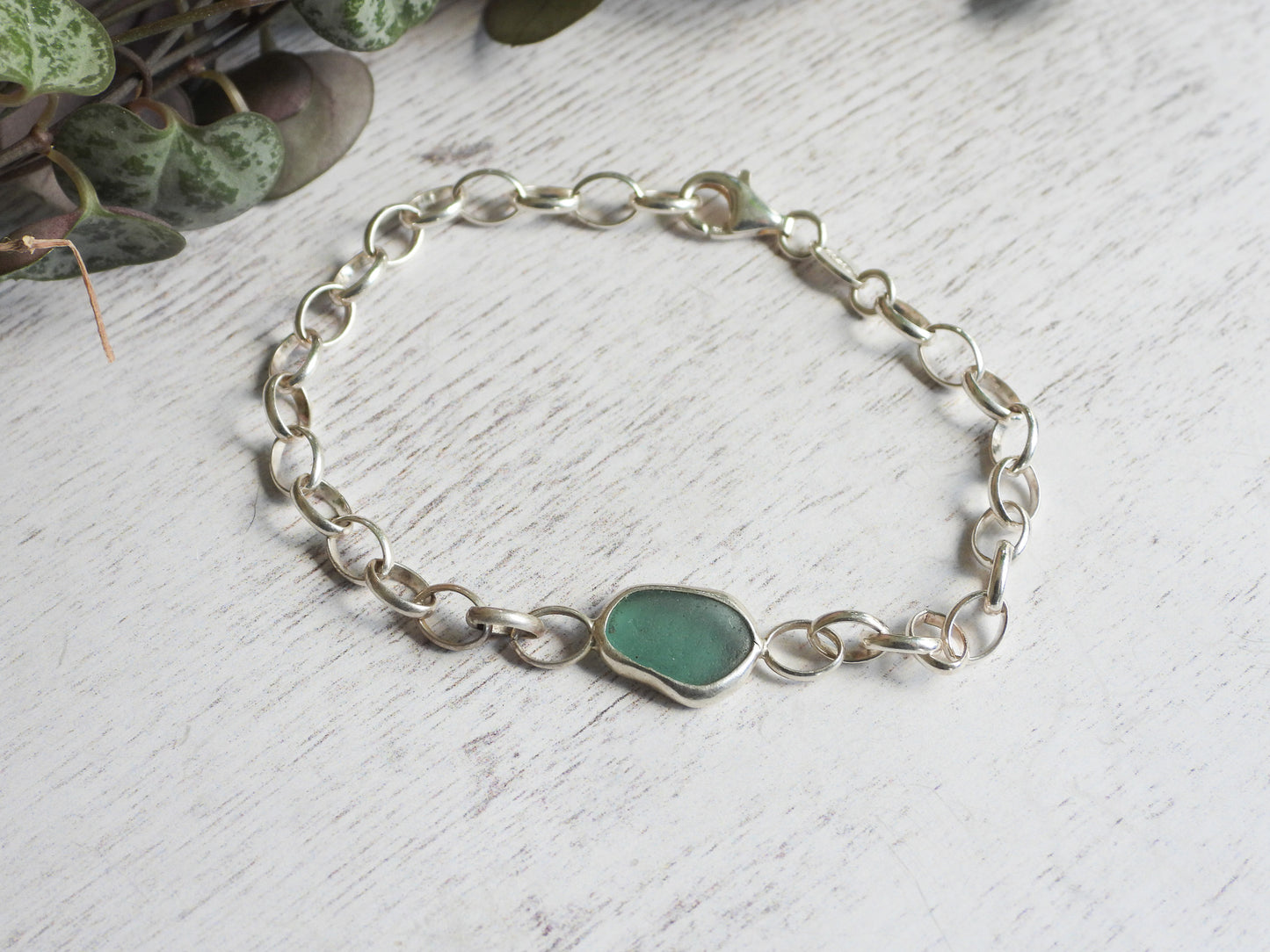 Teal Cornish Seaglass Bracelet | Sennen Beach