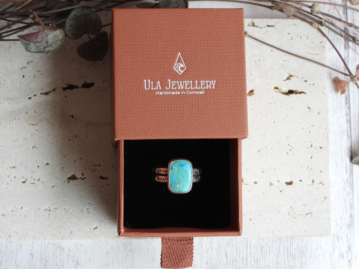 Bohemian Style Turquoise Ring | Size O | Handmade in Cornwall