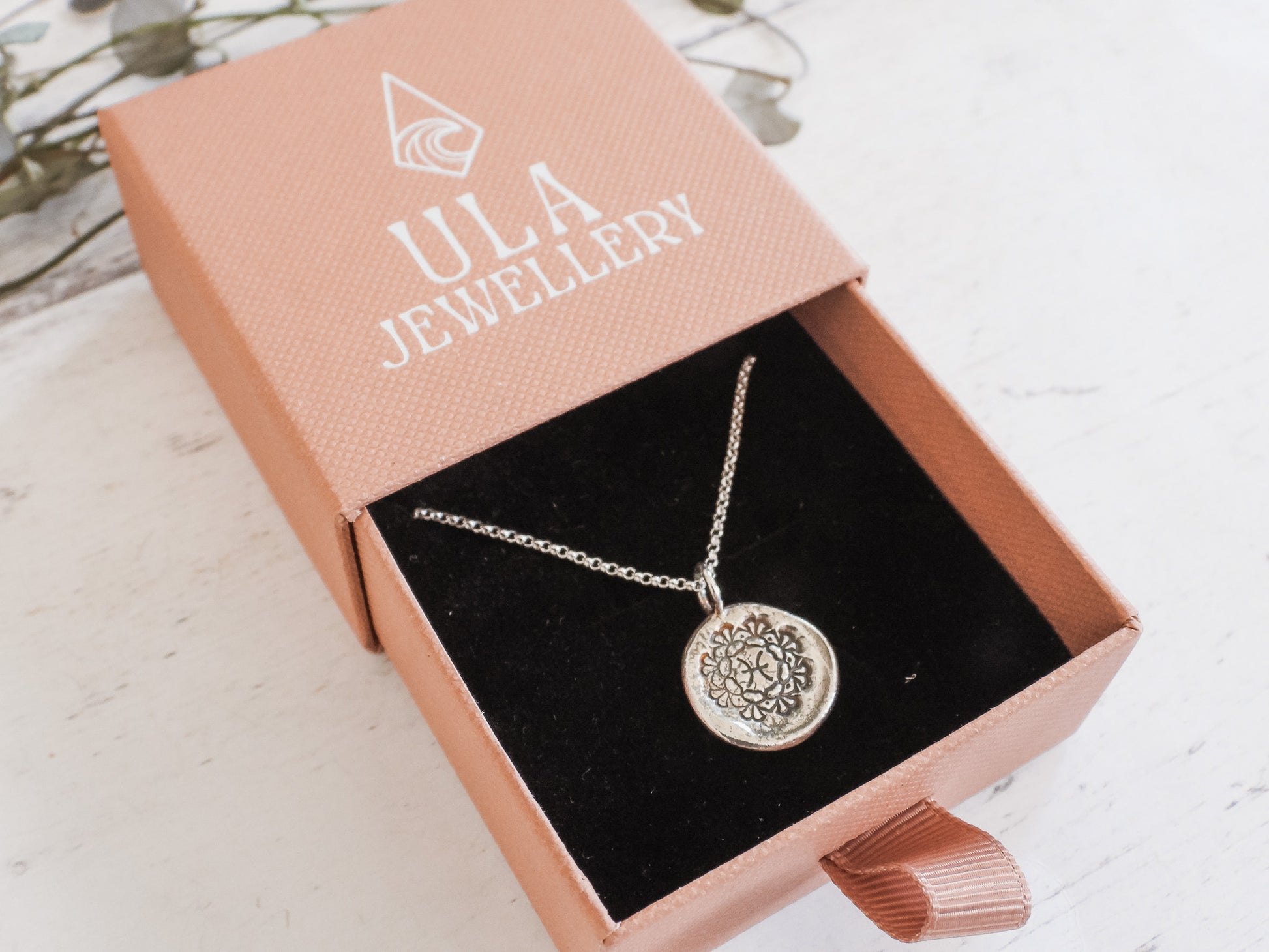 Ula Jewellery Cornwall recycled sterling silver star sign necklace