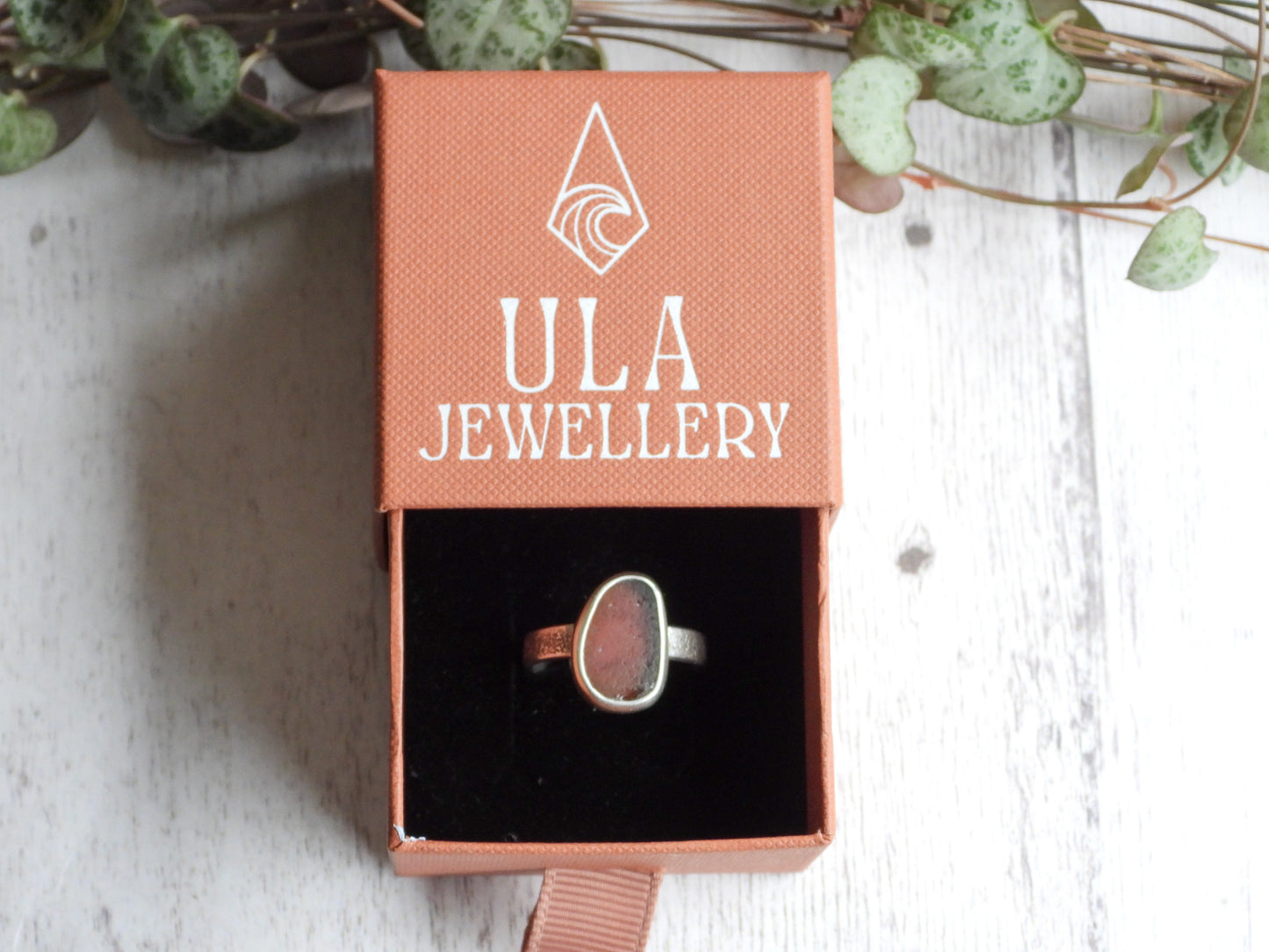 Rare Purple Cornish Seaglass Ring | Isles of Scilly | Size O | Recycled Silver 925