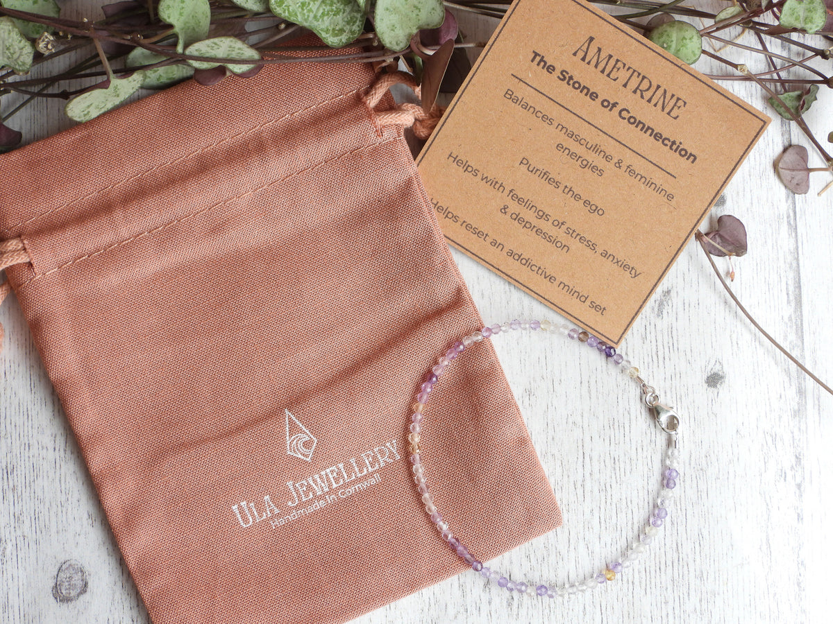 Dainty Ametrine Gemstone Bracelet | Sterling Silver | Handmade