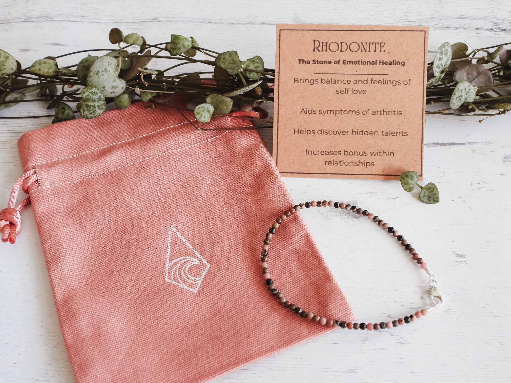 ula jewellery crystal healing beaded bracelets with rhodonite beads