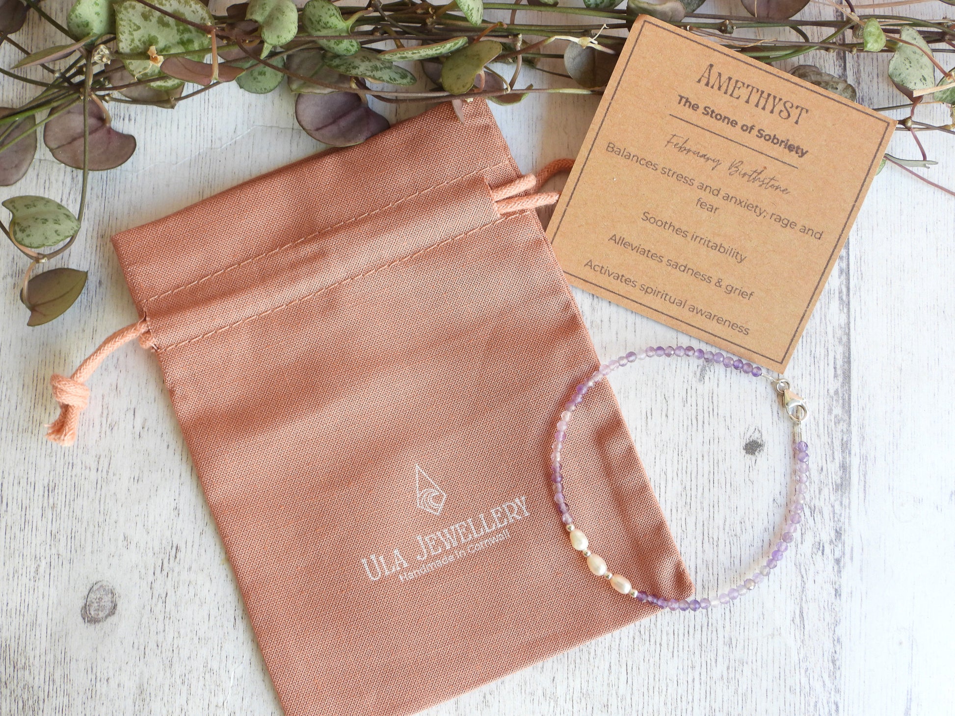 handmade and custom gemstone birthstone and pearl bracelets by Ula Jewellery
