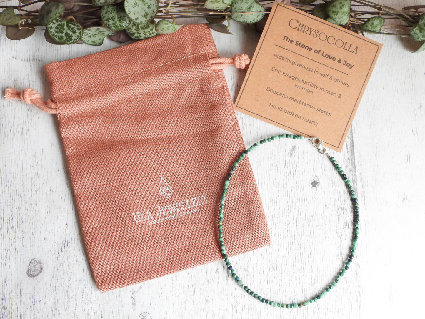 Dainty Chrysocolla Gemstone "Mastery" Anklet | Faceted Beads