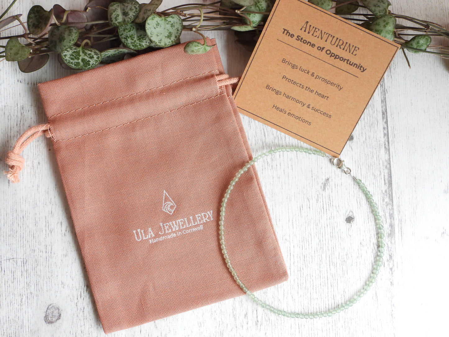 Dainty Aventurine "Prosperity" Gemstone Anklet | Round Beads