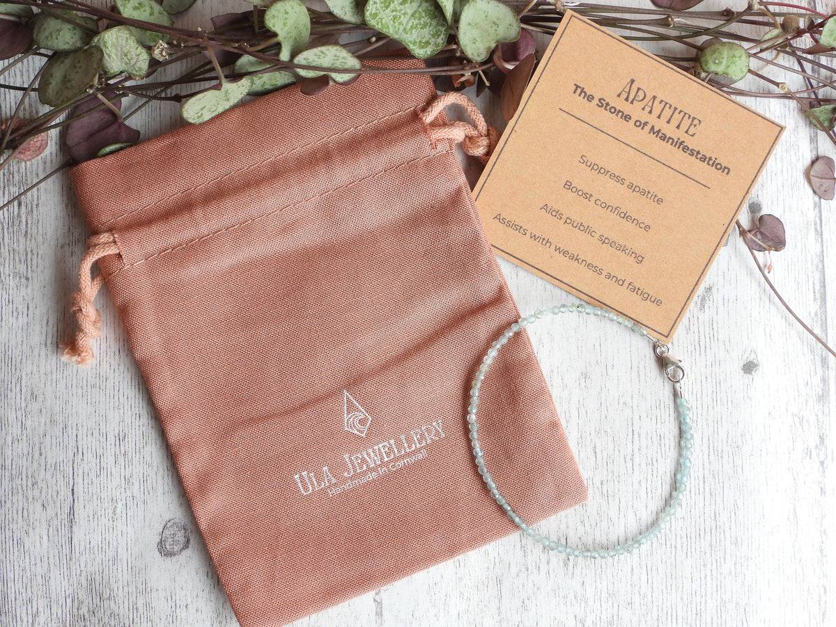 Dainty Gemstone Apatite Bracelet | Sterling Silver | Handmade