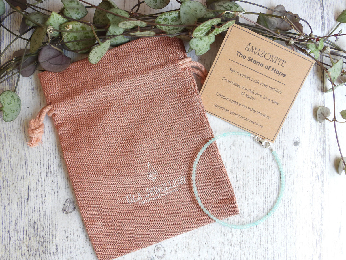 custom handmade gemstone and crystal beaded stacking bracelets by Ula Jewellery Cornwall