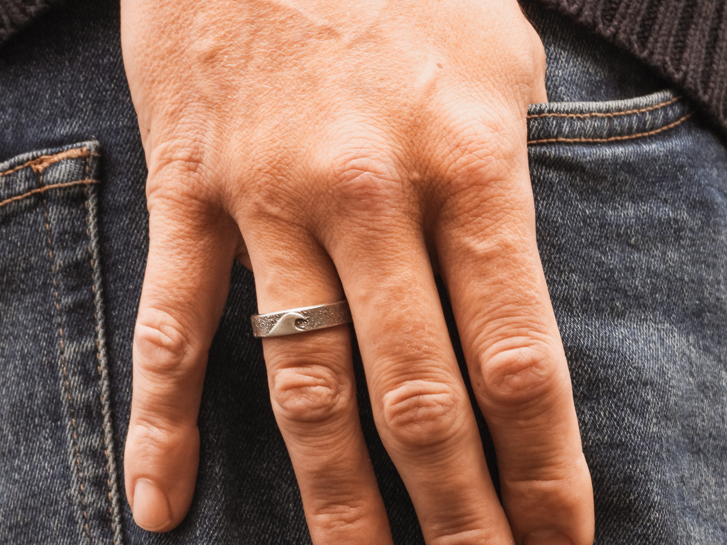Rustic Wave Ring | Recycled Sterling Silver | Personalised Engraving Option