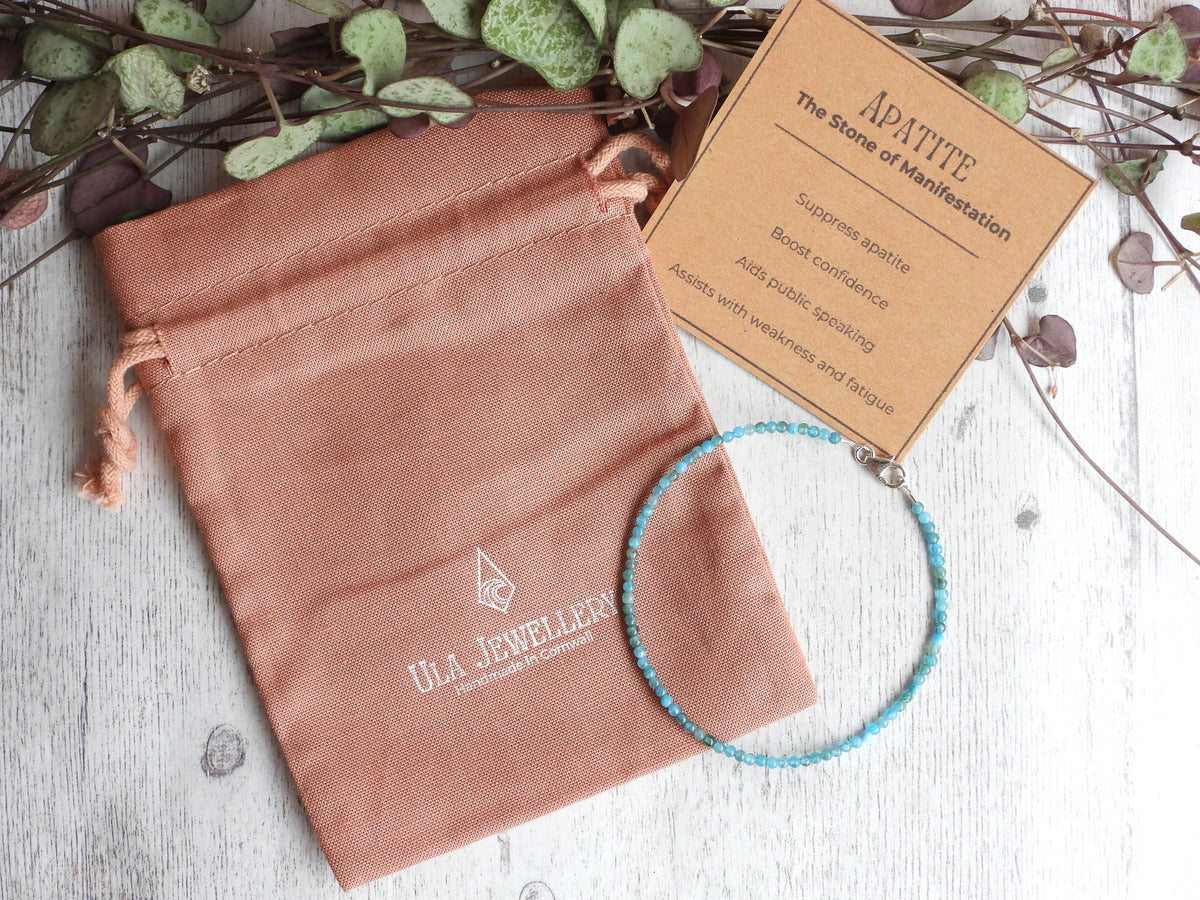 Dainty Gemstone Neon Apatite Bracelet | Sterling Silver | Handmade