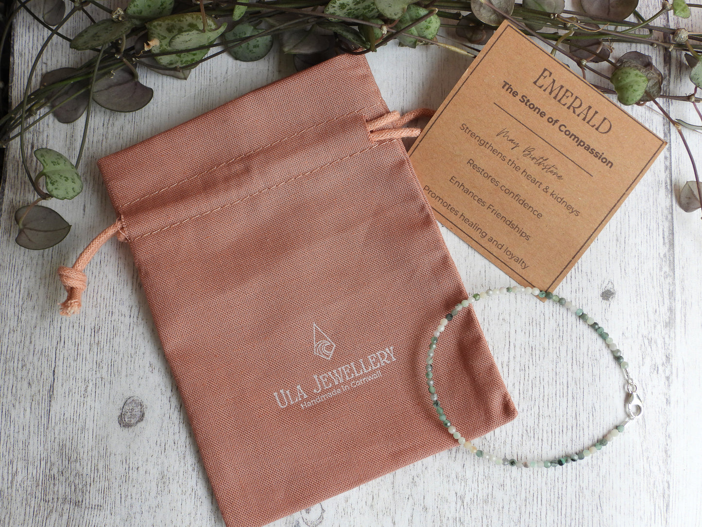Dainty Emerald "Compassion" Gemstone Bracelet | May Birthstone | Faceted Beads