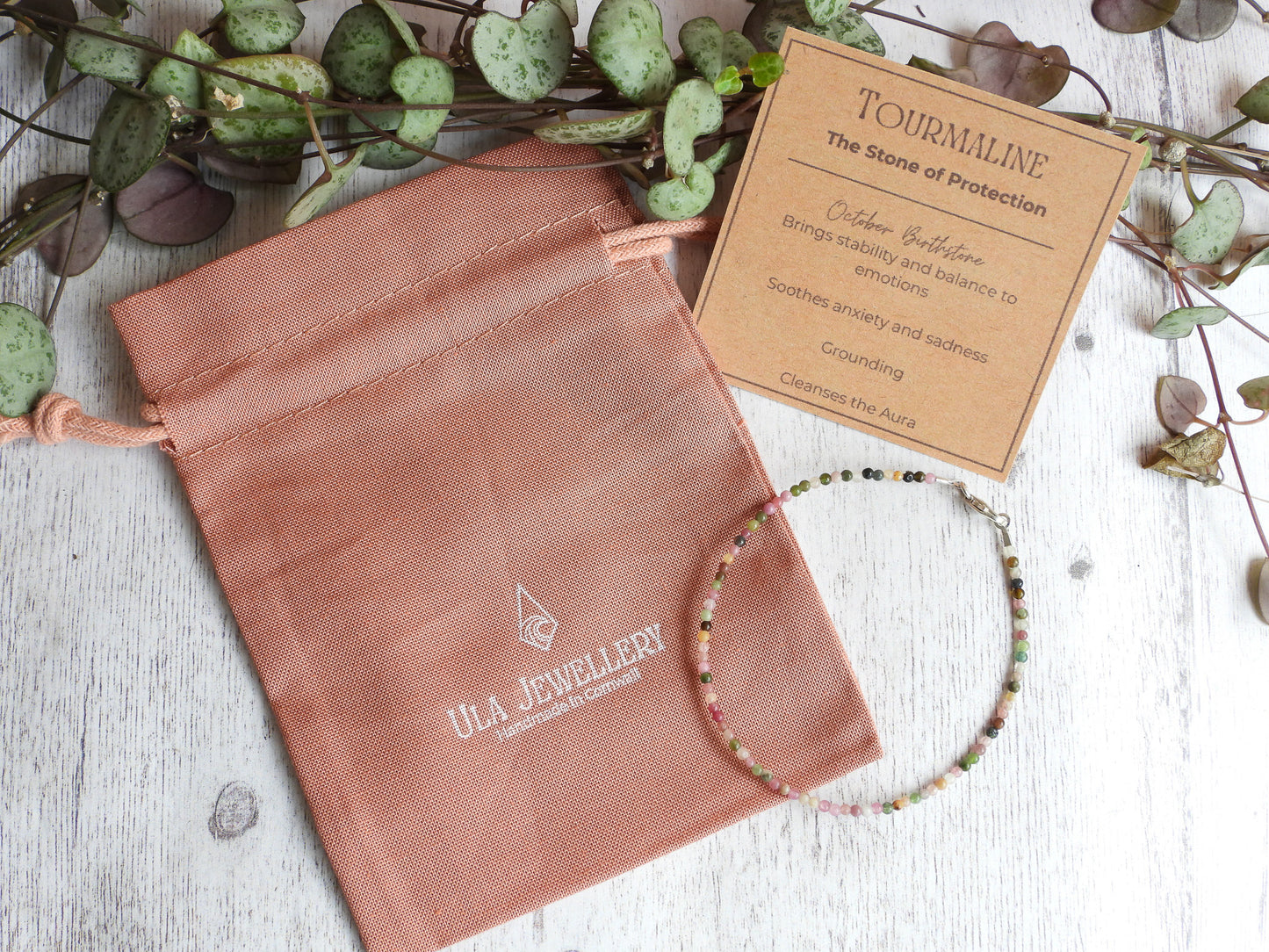 handmade birthstone stacking bracelets with solid silver clasps handmade by Ula Jewellery