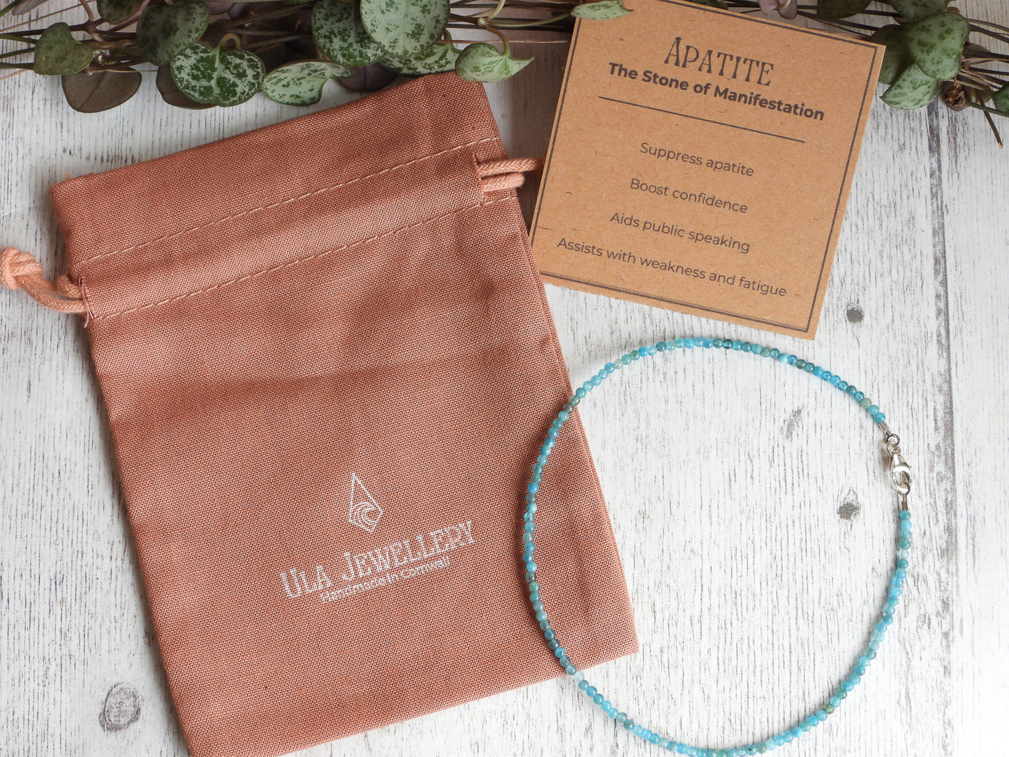 Dainty Apatite "Manifestation" Gemstone Anklet | Round Beads