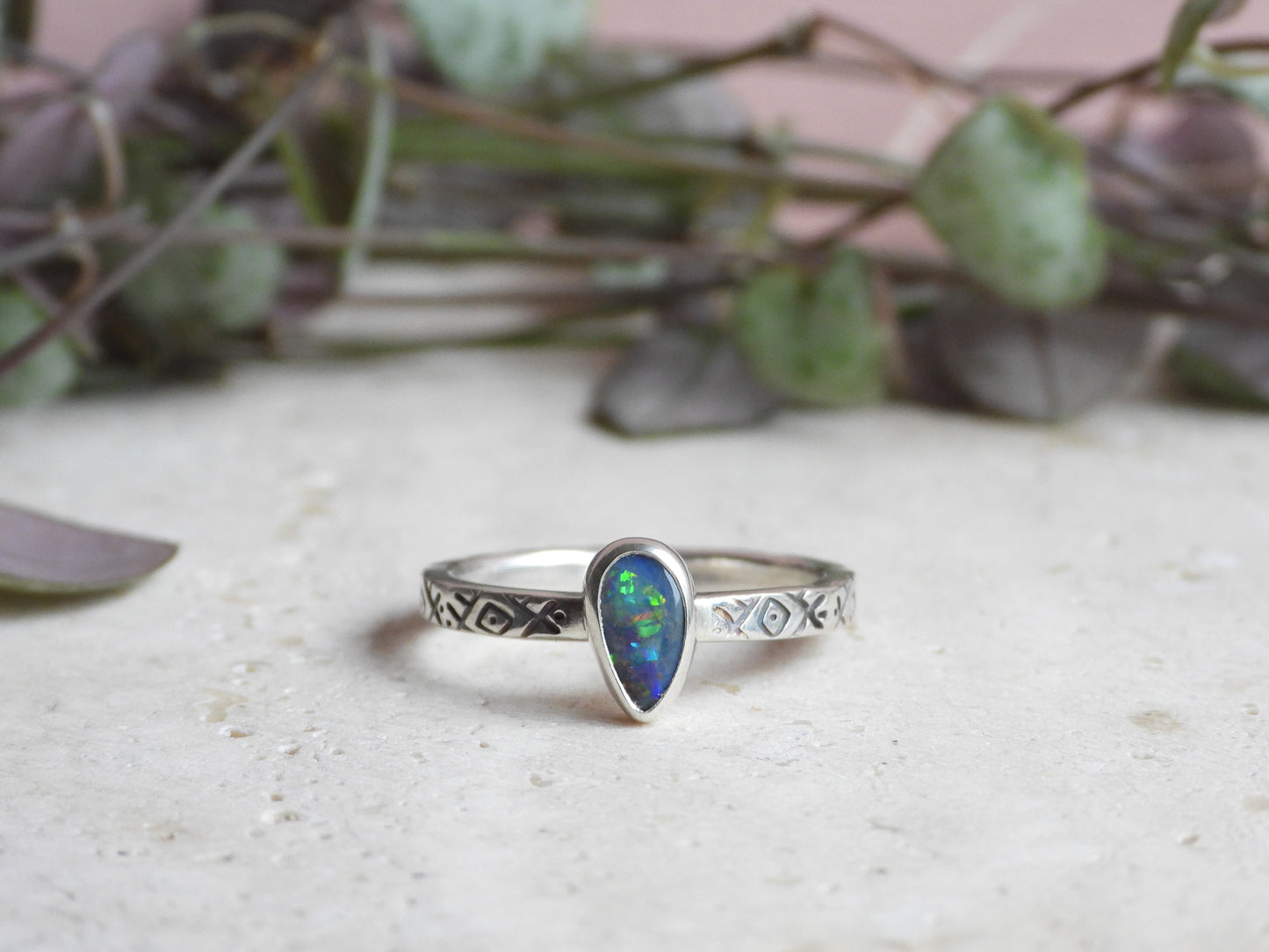 Australian Boulder Opal Ring | Handmade with Recycled Sterling Silver | Size Q