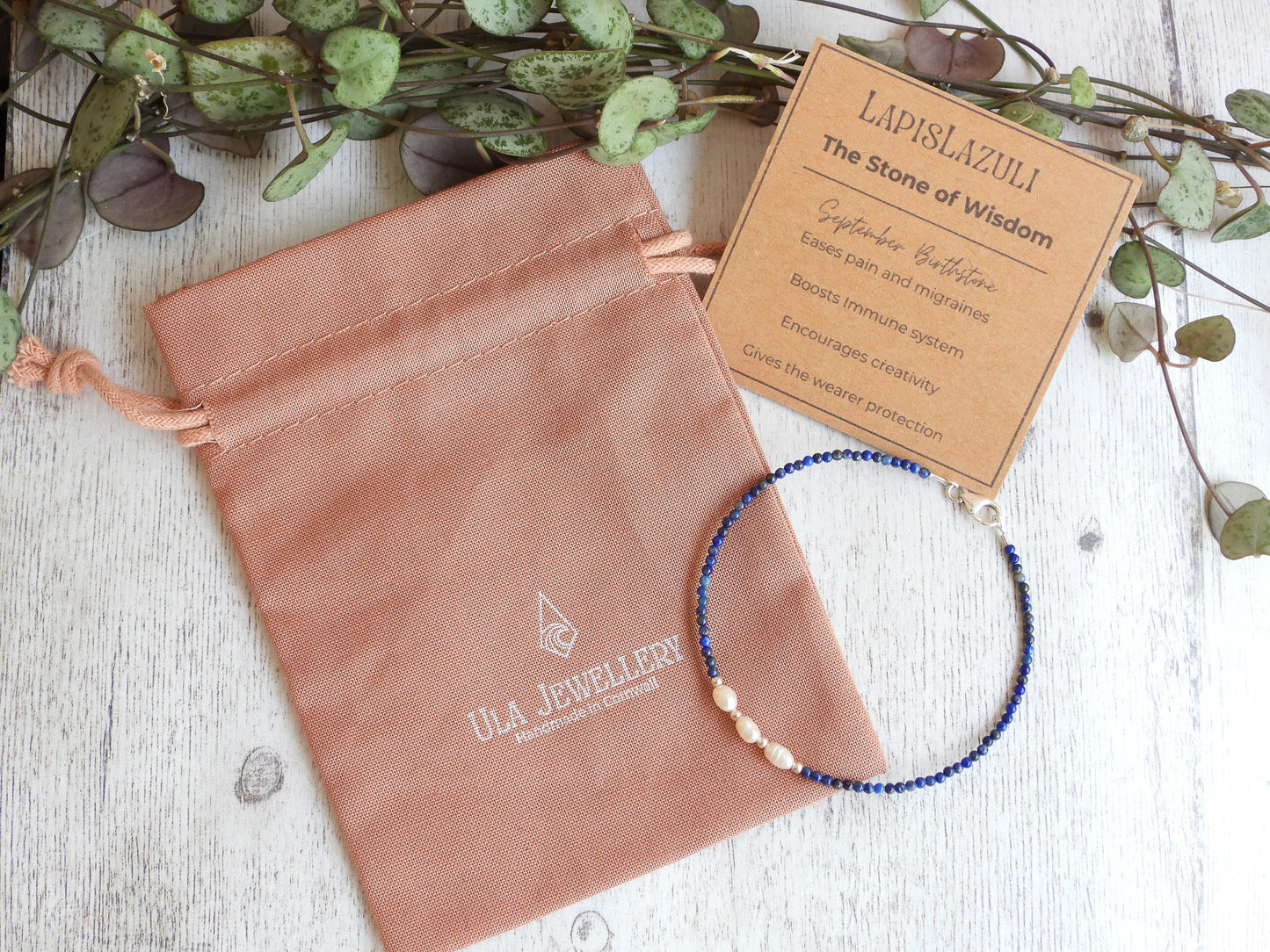 handmade birthstone and pearl stacking bracelets by Ula Jewellery Cornwall