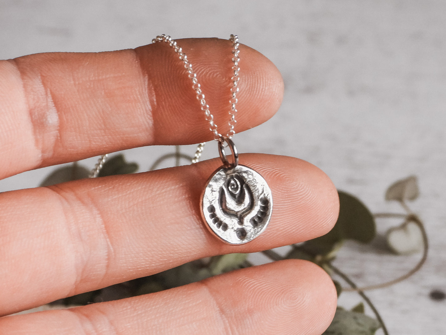 Rustic Silver Boho Charm Necklace | Recycled Silver 925