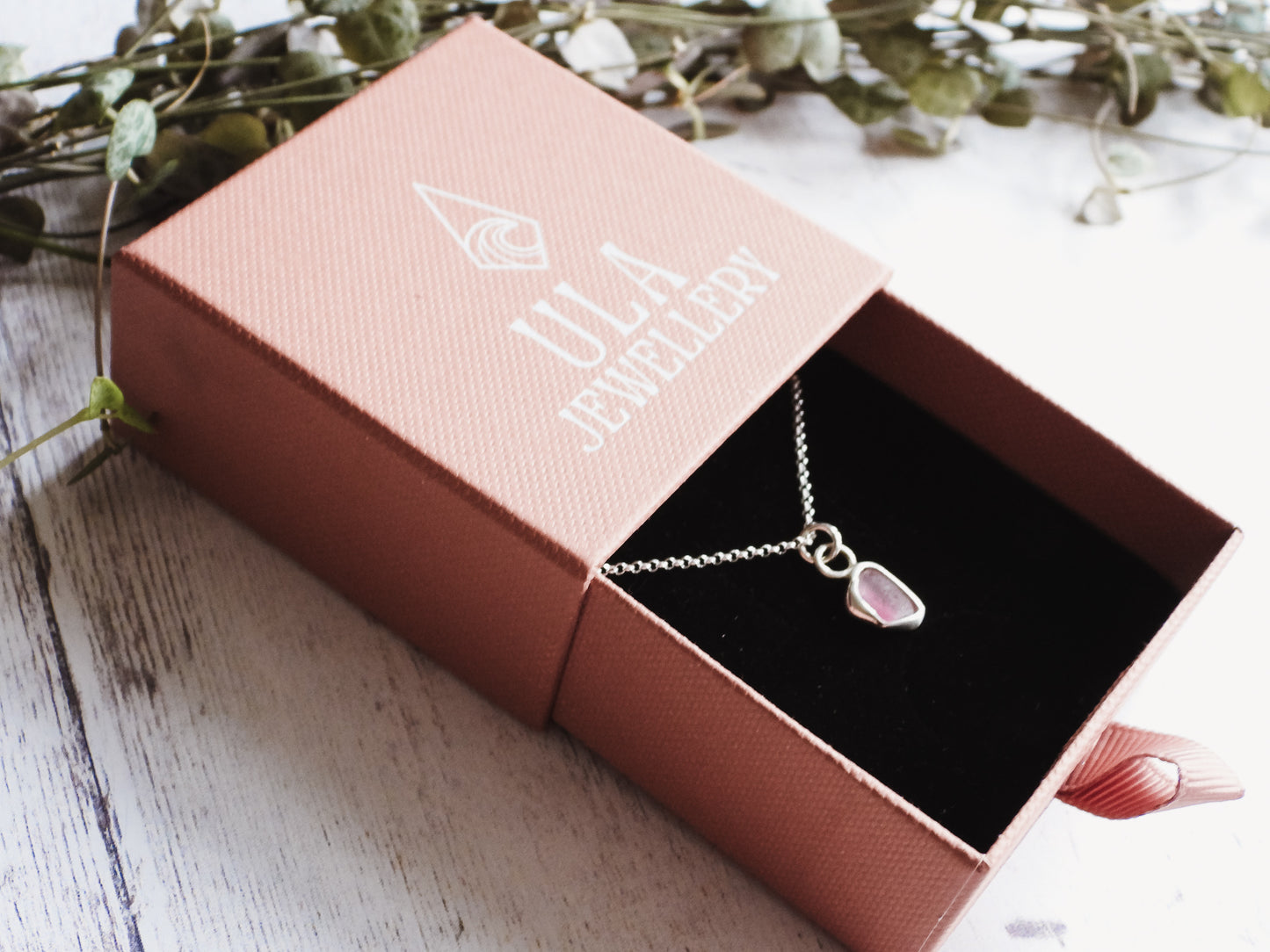 Super Dainty Pink Cornish Seaglass Charm Necklace | Gylly Beach, Falmouth