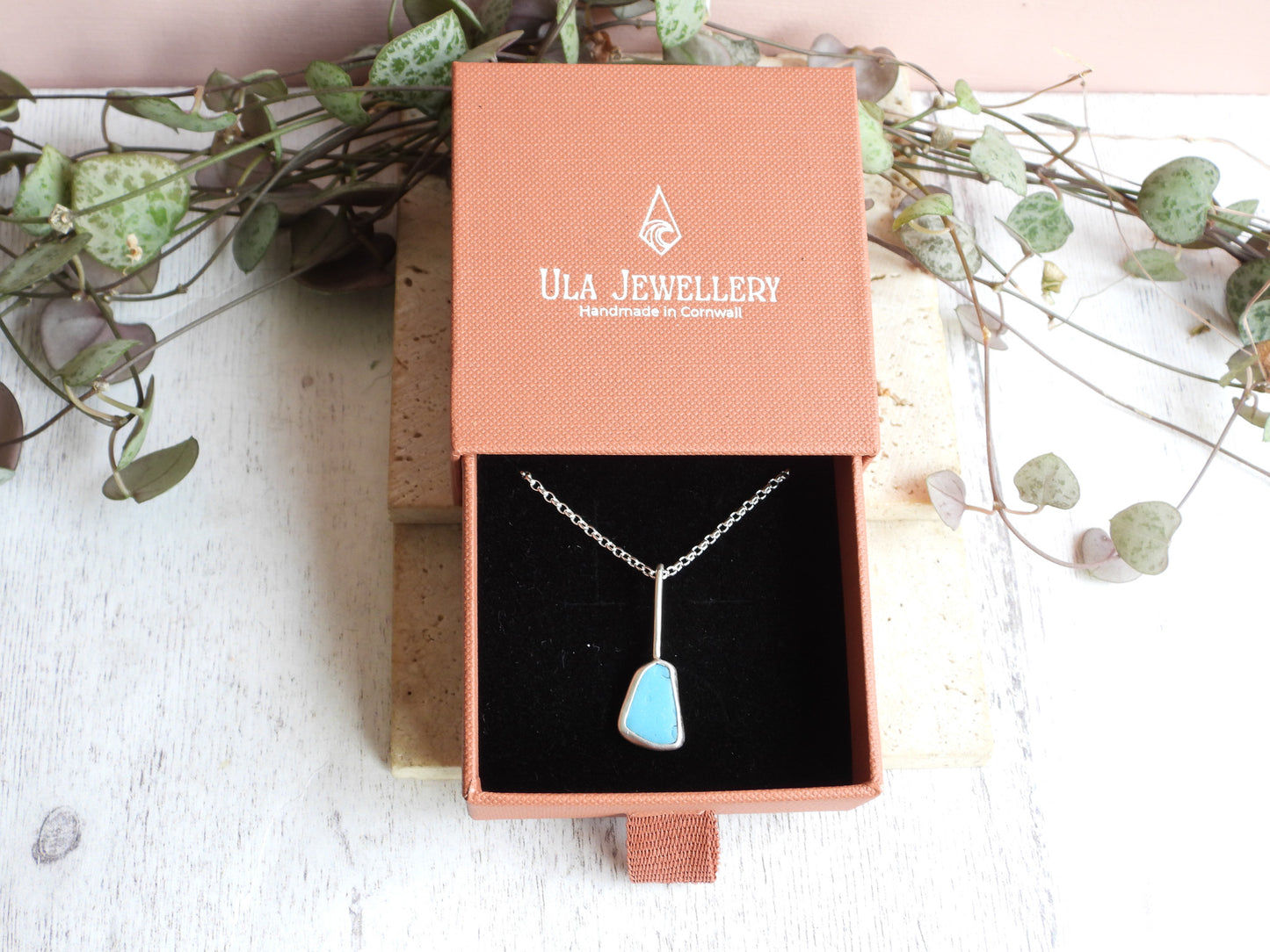 Dainty Cornish Milk Sea Glass Necklace | Handmade Sterling Silver 925 | Porthtowan Beach