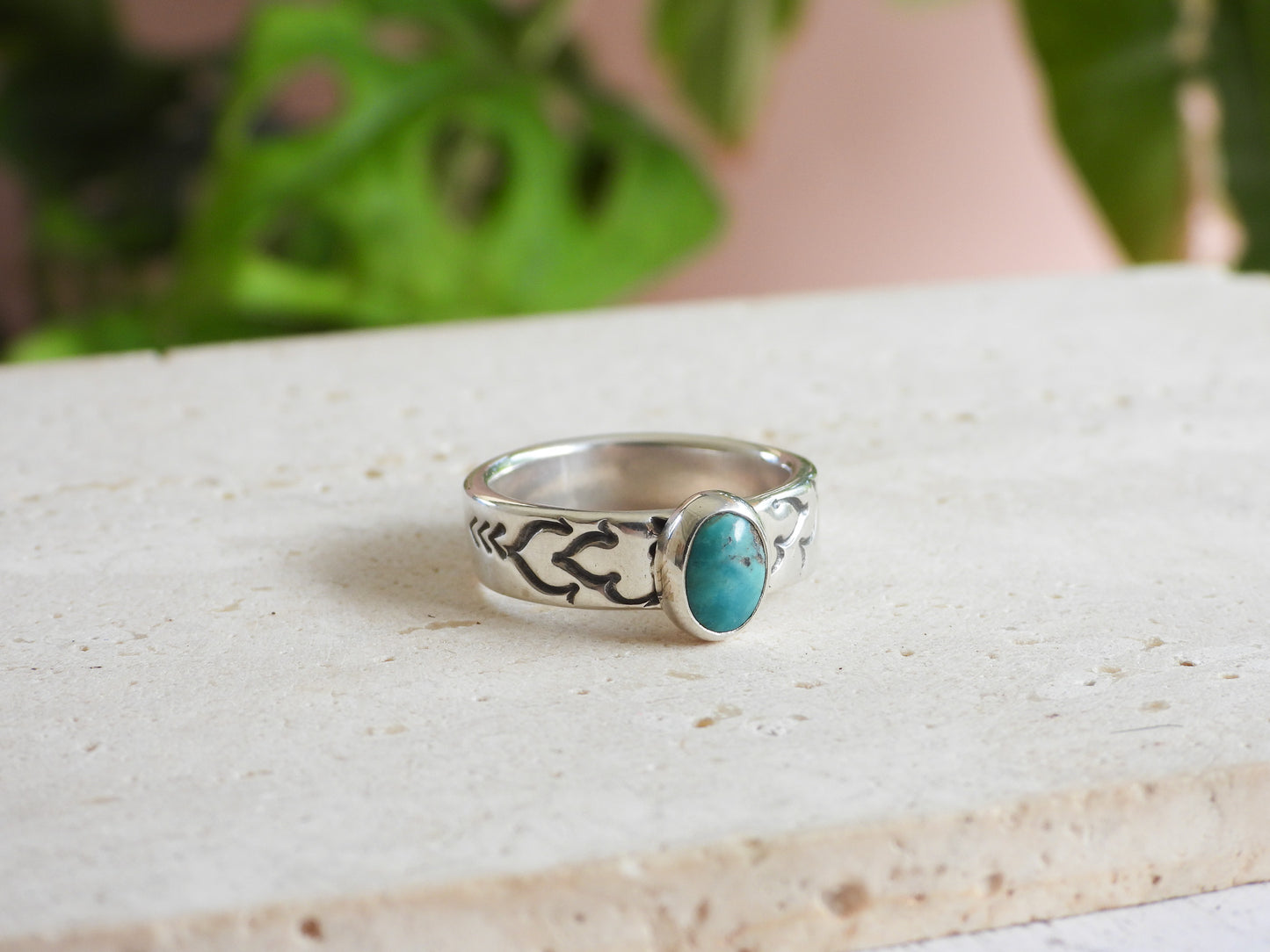 Turquoise Mandala Ring | Recycled Silver 925 | Size O