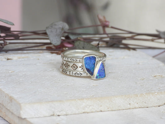 Multiway Boulder Opal Stacking Ring | Recycled Silver 925 | Size Q