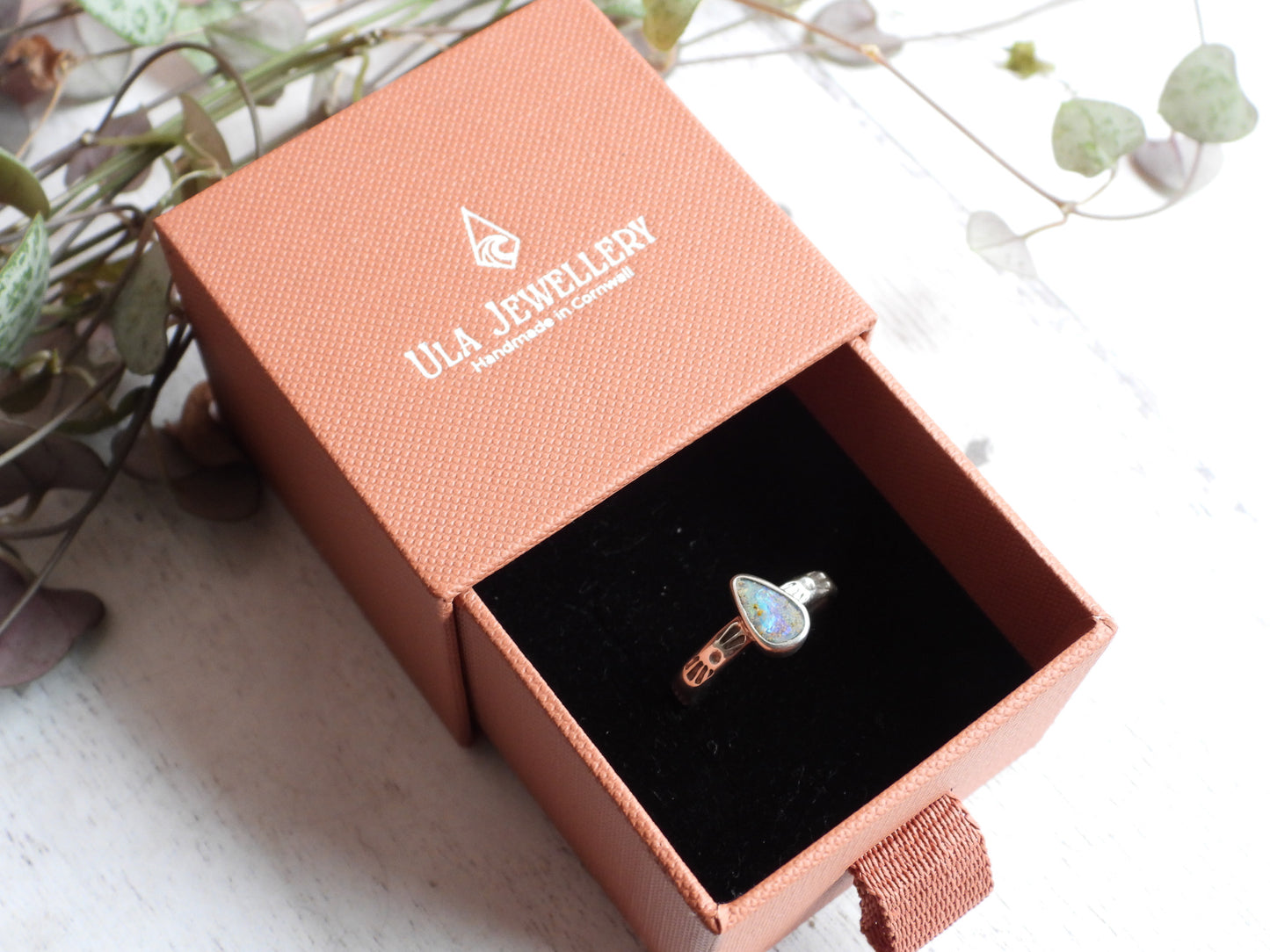 Australian Boulder Opal Ring | Handmade with Recycled Sterling Silver | Size L/M