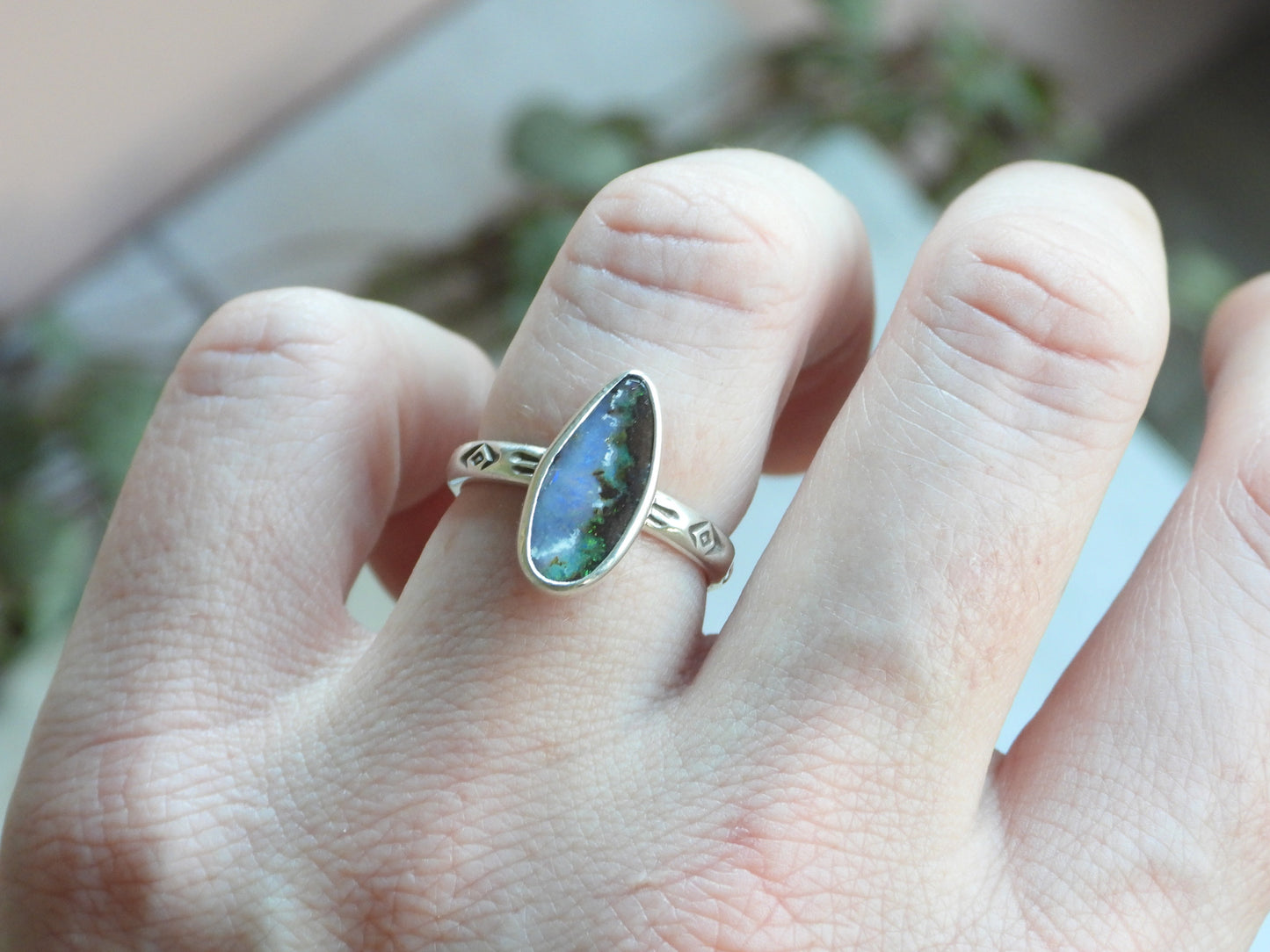 Australian Boulder Opal Stacking Ring | Size O