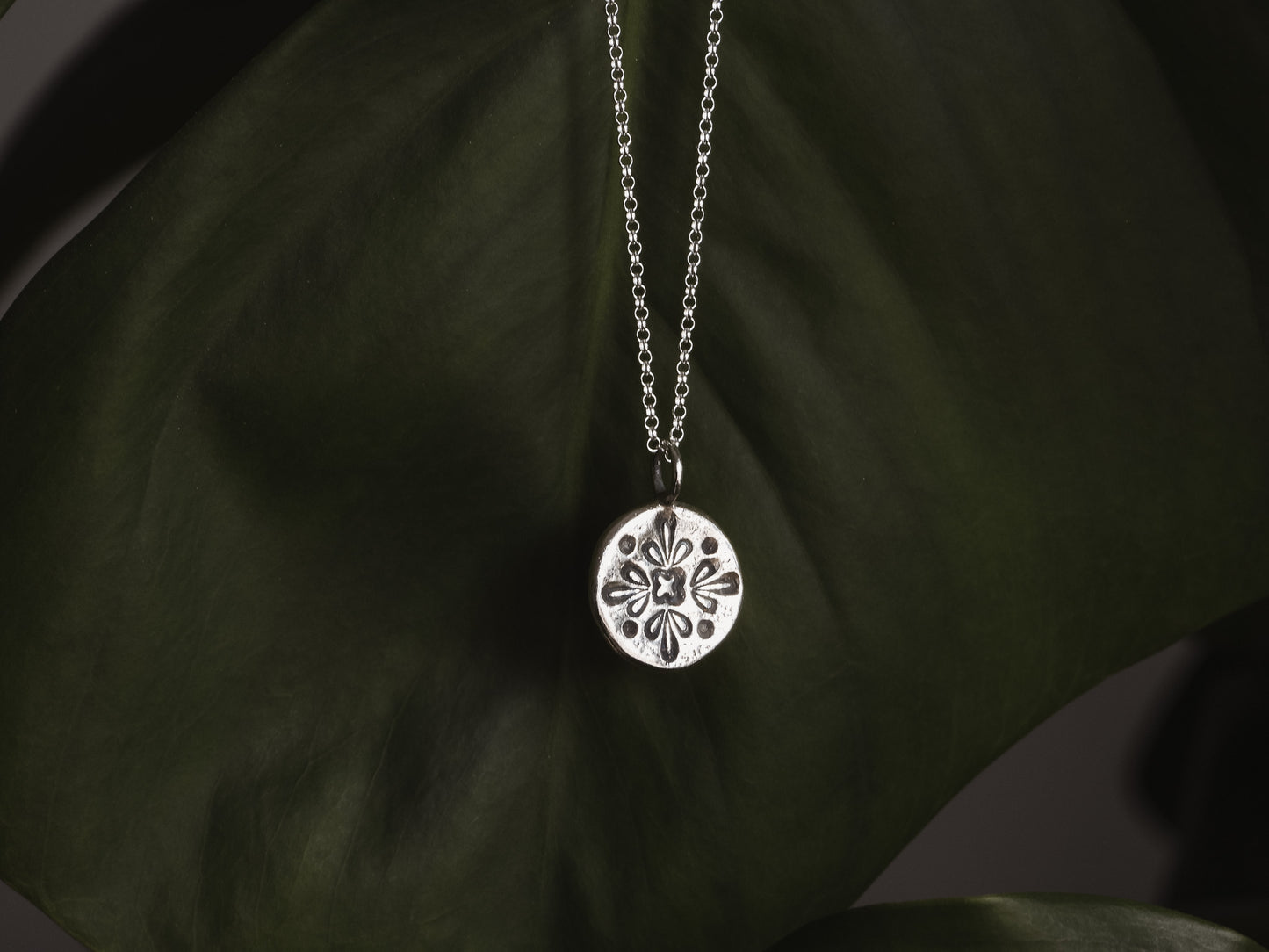 unique handmade mandala necklace in sterling silver