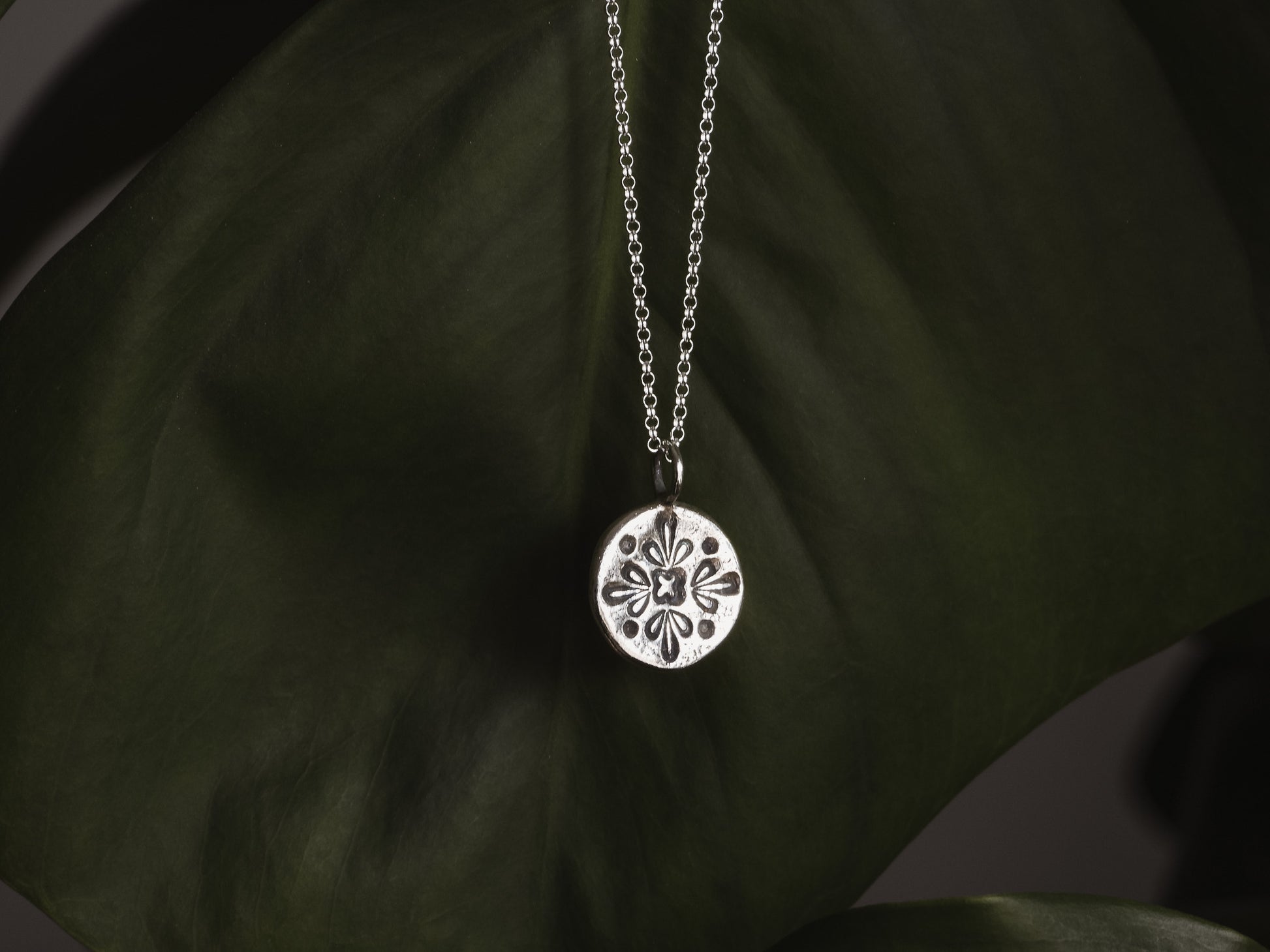 unique handmade mandala necklace in sterling silver