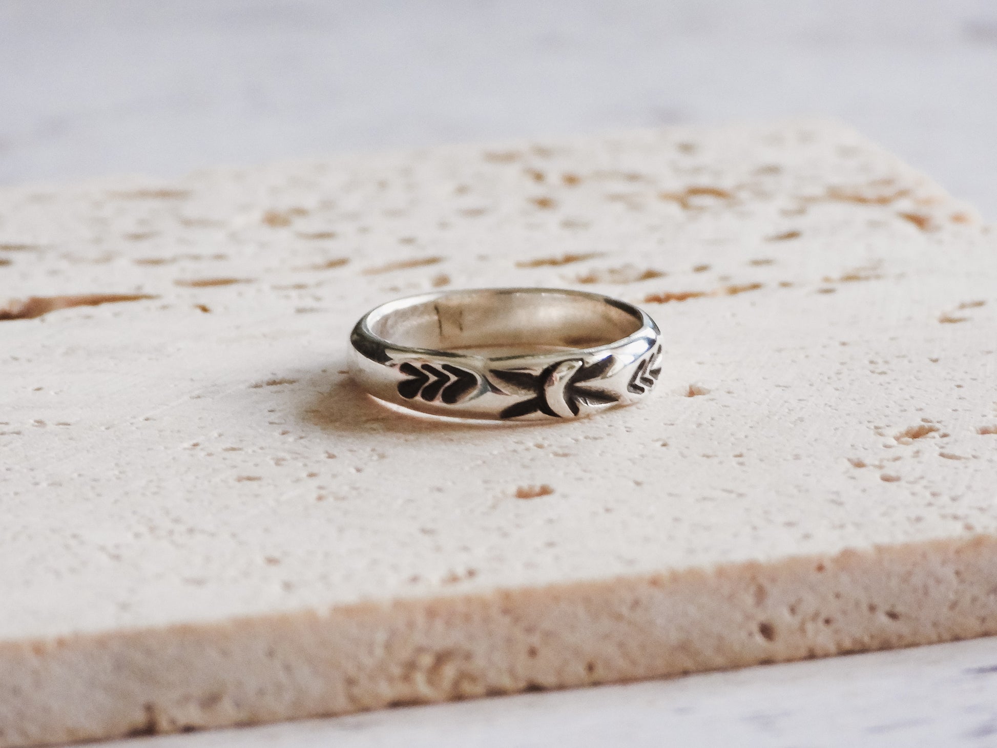 witchy style moon ring made with recycled sterling silver