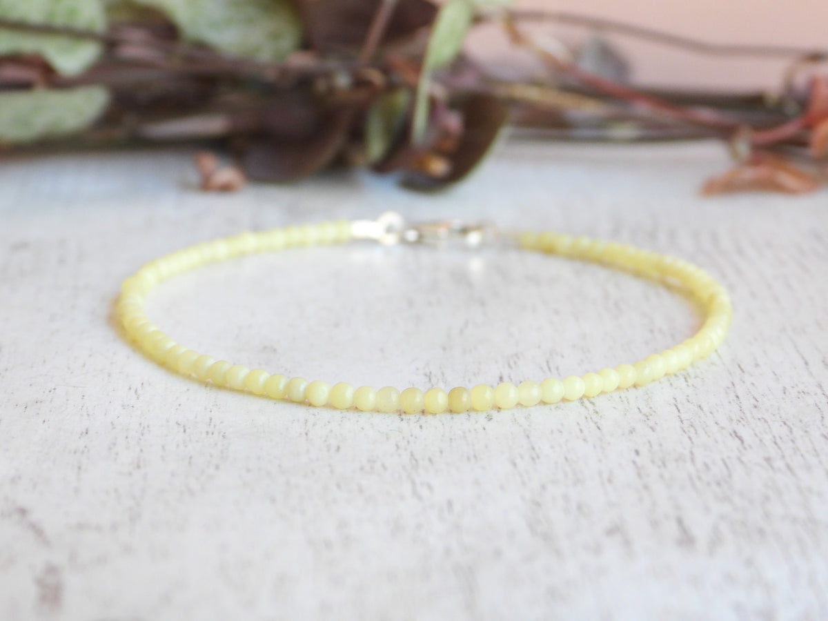 Dainty Chalcedony Gemstone Bracelet | Sterling Silver | Handmade