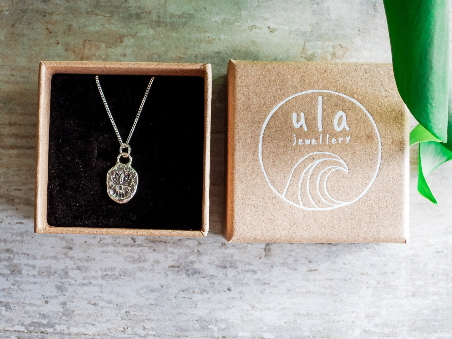 Rustic Minimalist Lotus Flower Charm Necklace