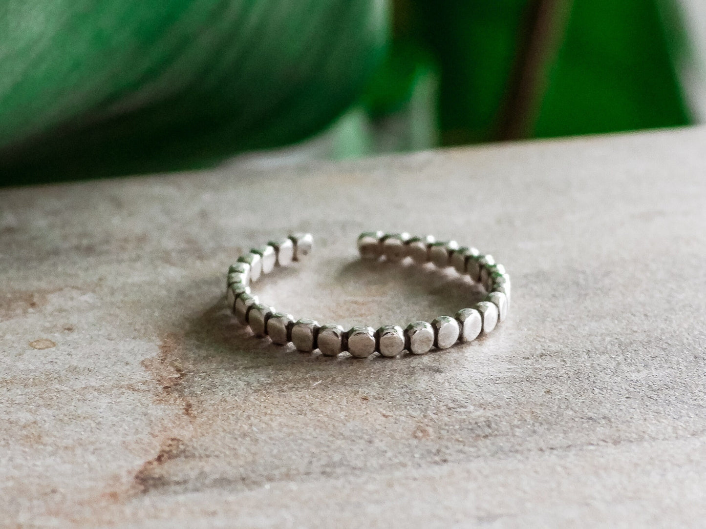Silver Adjustable Midi / Toe Ring | Beaded