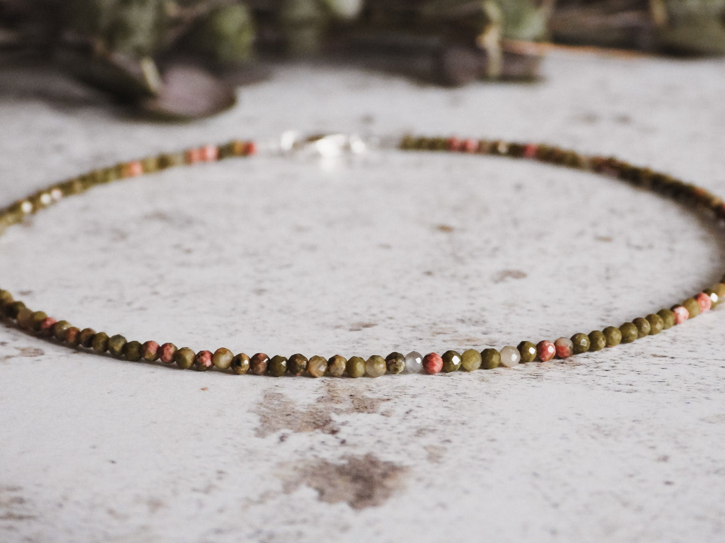 Dainty Unakite Jasper "Vision" Gemstone Anklet